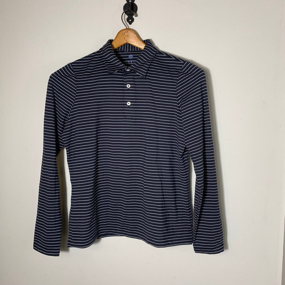 Womens Renwick Long Sleeve Polo Size M Blue Striped EUC!